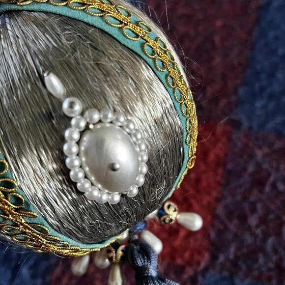 TWO Vintage Sequin Bead Push Pin Christmas Ornaments Hand Made Tassel 70s/80s - Picture 10 of 13